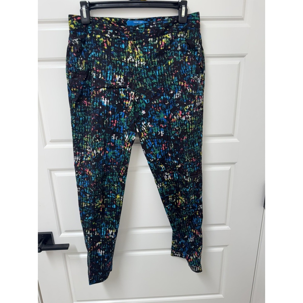 Derek Lam DesigNation Womens Multicolor Abstract Print Flat Front Pants 2